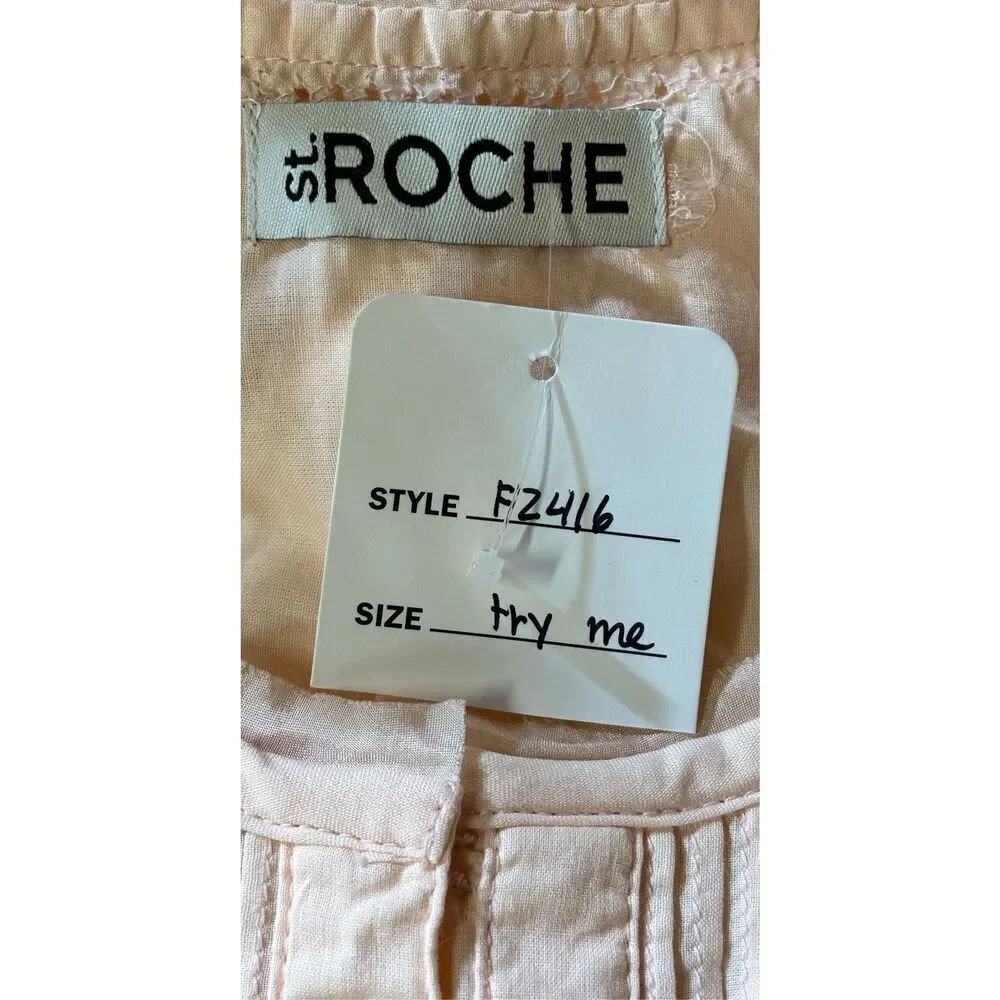 St. Roche Agnes 100% Organic Cotton Dress In Baby Pink Nwt Size Medium — image 4 of 6